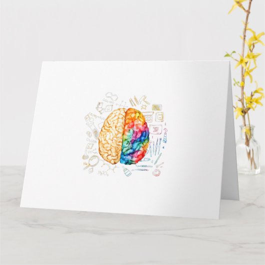 Kleurrijk brein - wetenschap en kunst - neuroweten kaart (Gele Bloem)