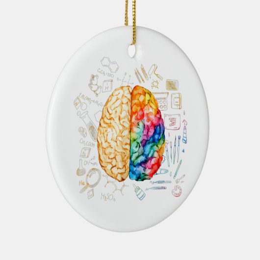 Kleurrijk brein - wetenschap en kunst - neuroweten keramisch ornament (Rechts)