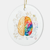 Kleurrijk brein - wetenschap en kunst - neuroweten keramisch ornament (Links)