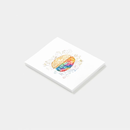 Kleurrijk brein - wetenschap en kunst - neuroweten post-it® notes (Schuin)