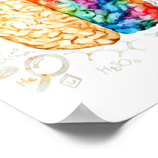 Kleurrijk brein - wetenschap en kunst - neuroweten poster (Hoek)