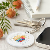 Kleurrijk brein - wetenschap en kunst - neuroweten sleutelhanger (Voorkant Rechts)