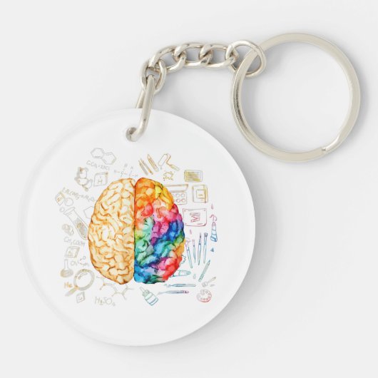 Kleurrijk brein - wetenschap en kunst - neuroweten sleutelhanger (Achterkant)