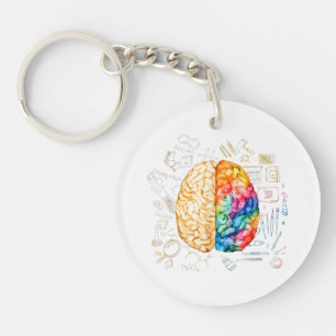 Kleurrijk brein - wetenschap en kunst - neuroweten sleutelhanger