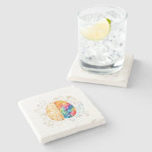 Kleurrijk brein - wetenschap en kunst - neuroweten stenen onderzetter (Zijkant)