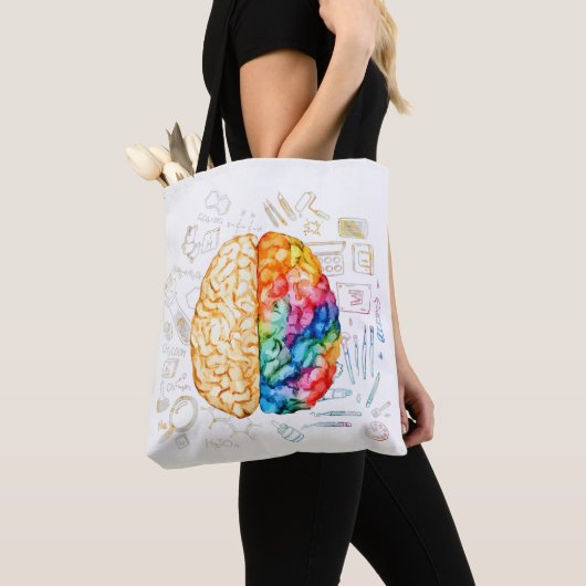Kleurrijk brein - wetenschap en kunst - neuroweten tote bag (Dichtbij)
