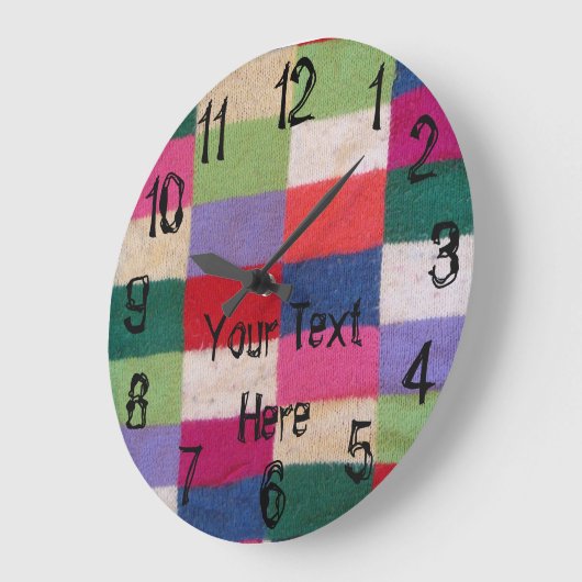 kleurrijk breiwerk vierkant  grote klok (Hoek)