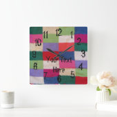 kleurrijk breiwerk vierkant  vierkante klok (Huis)