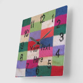 kleurrijk breiwerk vierkant  vierkante klok (Hoek)