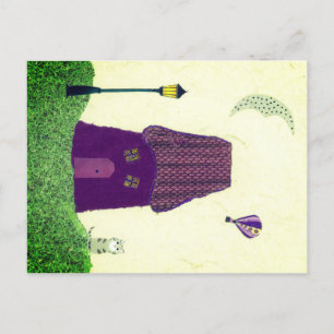 Kleurrijk Briefkaart met House, Hot Air Ballon, Ca