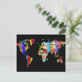 kleurrijk briefkaart van de wereld (Staand voorkant)