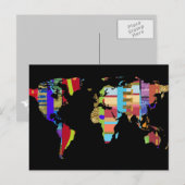 kleurrijk briefkaart van de wereld (Voorkant / Achterkant)