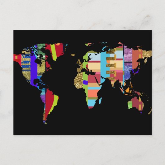 kleurrijk briefkaart van de wereld (Voorkant)