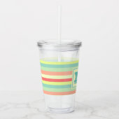Kleurrijk Bright Stripes Modern Monogram Acryl Drinkbeker (Voorkant)