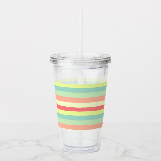 Kleurrijk Bright Stripes Modern Monogram Acryl Drinkbeker (Rechts)