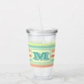 Kleurrijk Bright Stripes Modern Monogram Acryl Drinkbeker (Links)