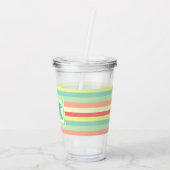 Kleurrijk Bright Stripes Modern Monogram Acryl Drinkbeker (Achterkant)