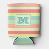 Kleurrijk Bright Stripes Modern Monogram Blikjeskoeler (Voorkant)