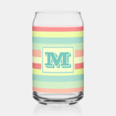 Kleurrijk Bright Stripes Modern Monogram Blikvorm Glas (Voorkant)