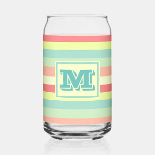 Kleurrijk Bright Stripes Modern Monogram Blikvorm Glas