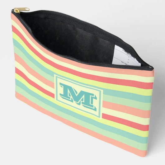 Kleurrijk Bright Stripes Modern Monogram Etui (Open)
