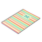 Kleurrijk Bright Stripes Modern Monogram Notitieboek (Linkerzijde)