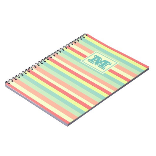 Kleurrijk Bright Stripes Modern Monogram Notitieboek (Linkerzijde)