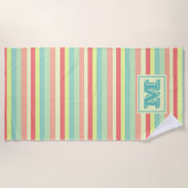 Kleurrijk Bright Stripes Modern Monogram Strandlaken (Voorkant)