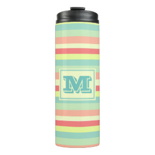 Kleurrijk Bright Stripes Modern Monogram Thermosbeker