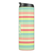 Kleurrijk Bright Stripes Modern Monogram Thermosbeker (Geroteerd rechts)