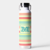 Kleurrijk Bright Stripes Modern Monogram Waterfles (Voorkant)