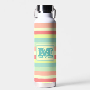 Kleurrijk Bright Stripes Modern Monogram Waterfles
