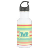 Kleurrijk Bright Stripes Modern Monogram Waterfles (Voorkant)