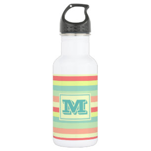 Kleurrijk Bright Stripes Modern Monogram Waterfles