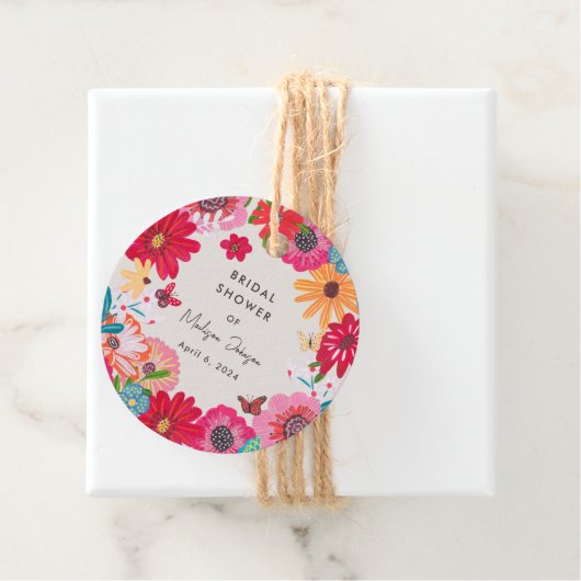 Kleurrijk Bright Wildflower Vrijgezellenfeest Bedankjes Labels (In situ)