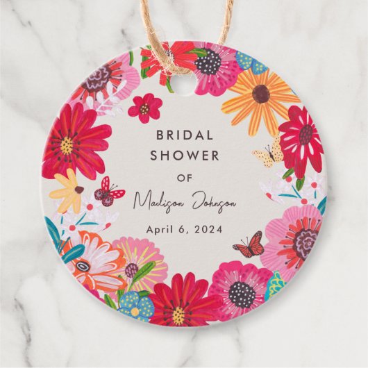 Kleurrijk Bright Wildflower Vrijgezellenfeest Bedankjes Labels (Voorkant)