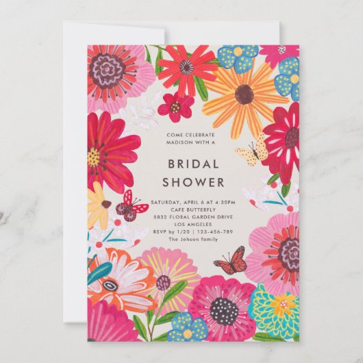 Kleurrijk Bright Wildflower Vrijgezellenfeest Kaart (Voorkant)