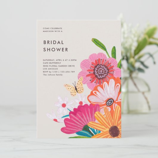 Kleurrijk Bright Wildflower Vrijgezellenfeest Kaart (Staand voorkant)