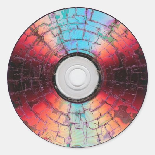 Kleurrijk Broken CD Disc Design Ronde Sticker (Voorkant)