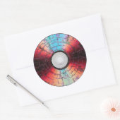 Kleurrijk Broken CD Disc Design Ronde Sticker (Envelop)