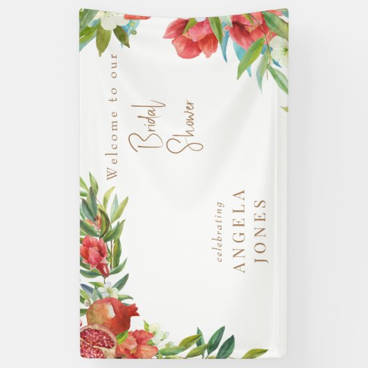 Kleurrijk Bruiloftsfeest met Granaatappelblad Spandoek (Verticaal)