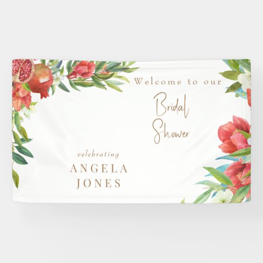 Kleurrijk Bruiloftsfeest met Granaatappelfoliage Spandoek (Horizontaal)