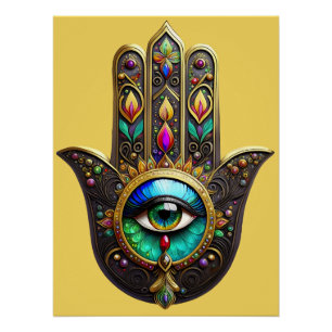 Kleurrijk Bruin Goud Hamsa Regenboog Kleur Derde O Perfect Poster
