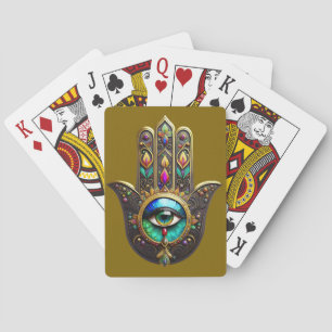 Kleurrijk Bruin Goud Hamsa Regenboog Kleur Derde O Pokerkaarten