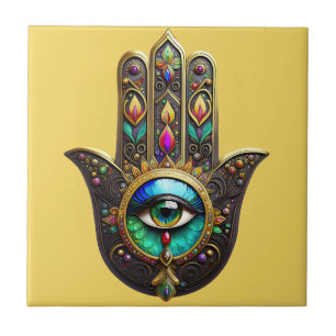 Kleurrijk Bruin Goud Hamsa Regenboog Kleur Derde O Tegeltje