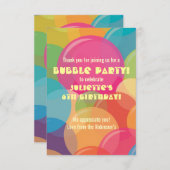Kleurrijk Bubbel Verjaardagsfeestje Bedankkaart (Voorkant / Achterkant)
