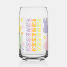 Kleurrijk Bunny Patroon met Retro Naam Accent