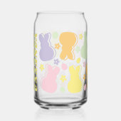Kleurrijk Bunny Patroon met Retro Naam Accent Blikvorm Glas (Links)
