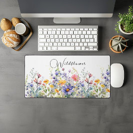 Kleurrijk Bureaumatje met Wilde Bloemen Bureaumat