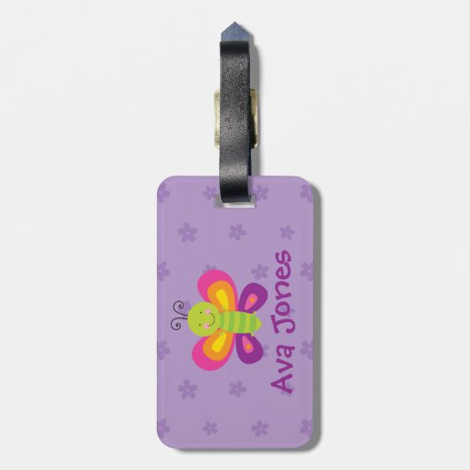 Kleurrijk Butterfly - gepersonaliseerd Bagagelabel (Achterkant verticaal)